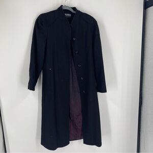 Karen Millen Petites Elegant Black Trench Coat size M 100% Wool